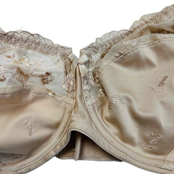 Rosa Faia Size 36D Bra Beige Underwire Lace Trim Embroidered Style #5623 - Picture 4 of 10